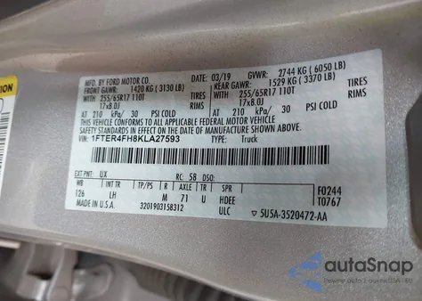 2019 Ford Ranger Xlt z USA, uszkodzony, nr VIN 1FTER4FH8KLA27593